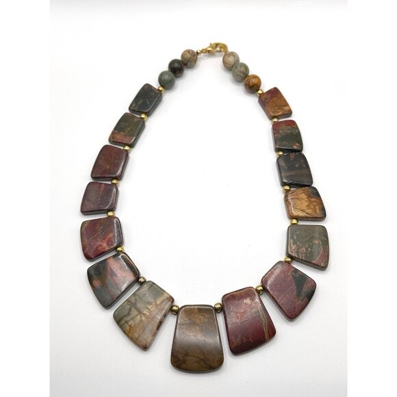 Stunning Red Creek Jasper Bib Necklace - Picture 2 of 6